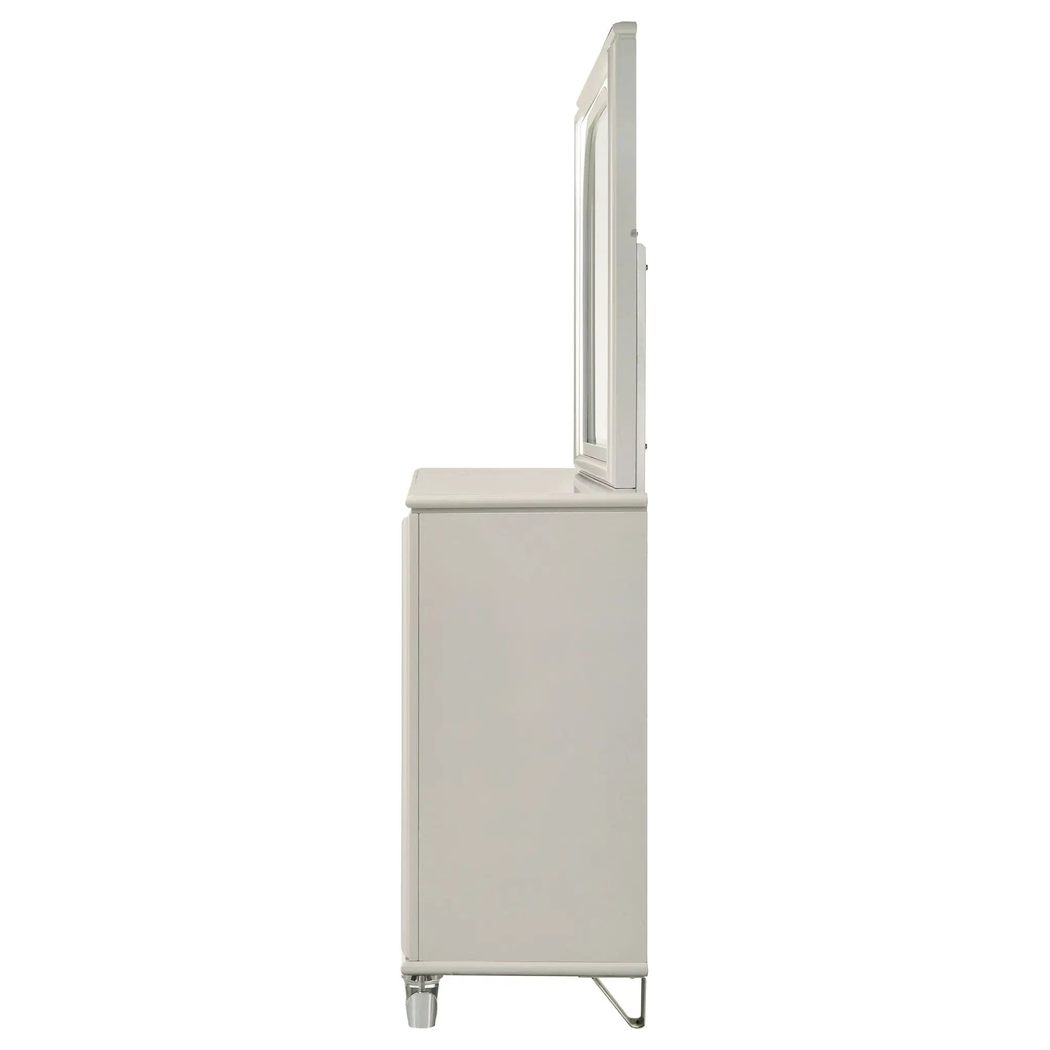 Olivia 6-drawer Dresser and LED Mirror Pearl White by Unique Piece Furniture