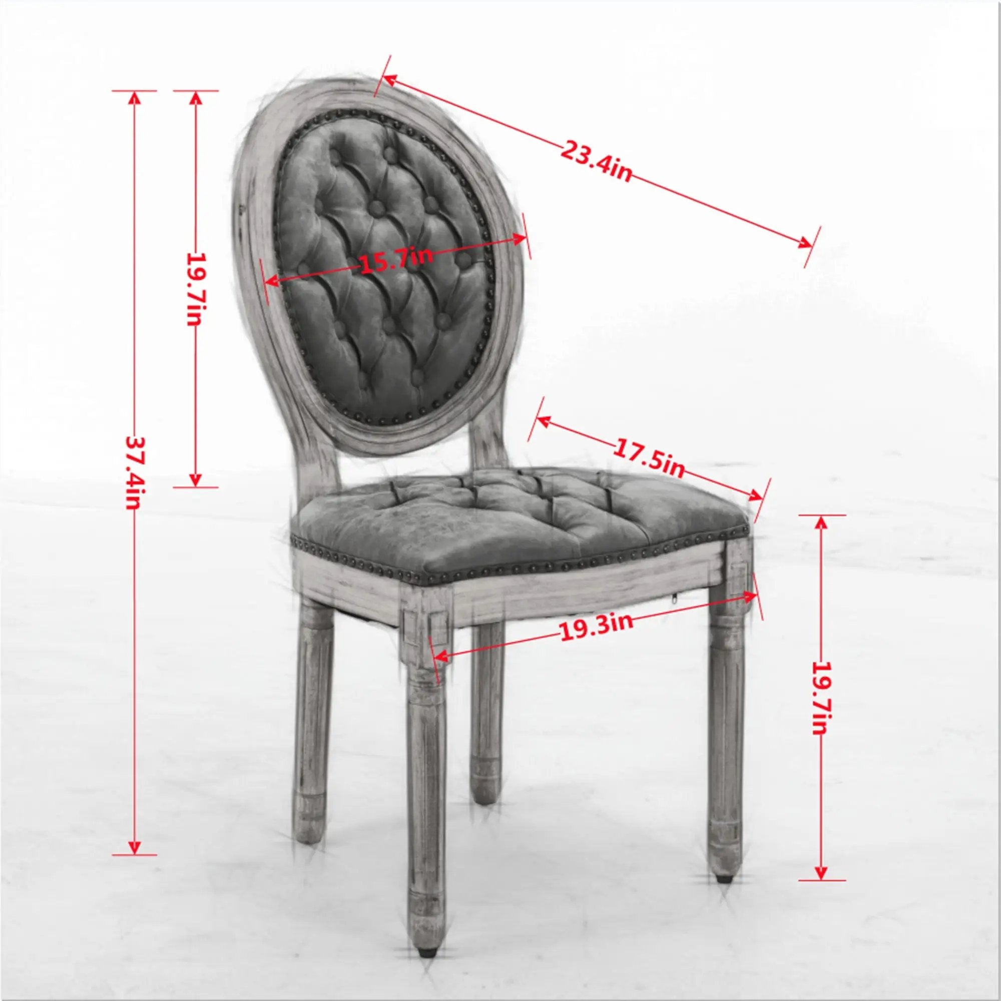 French Style Solid Wood Frame Antique Painting, Hand-Pulled Buckle Decoration Artificial Dining Chair With Nailhead Trim, Wood Legs by HouseOfZazla