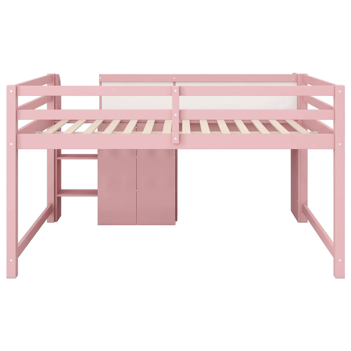 Low Loft Bed With Built In Desk, Storage Cabinets, Open Bookcase And Doodle board by HouseOfZazla