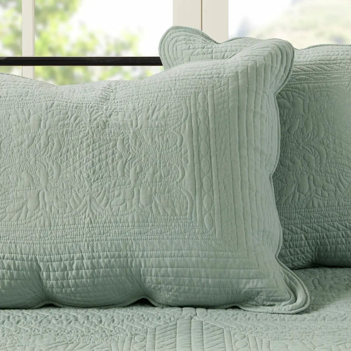 6 Piece Reversible Scalloped Edge Daybed Cover Set - Seafoam by HouseOfZazla