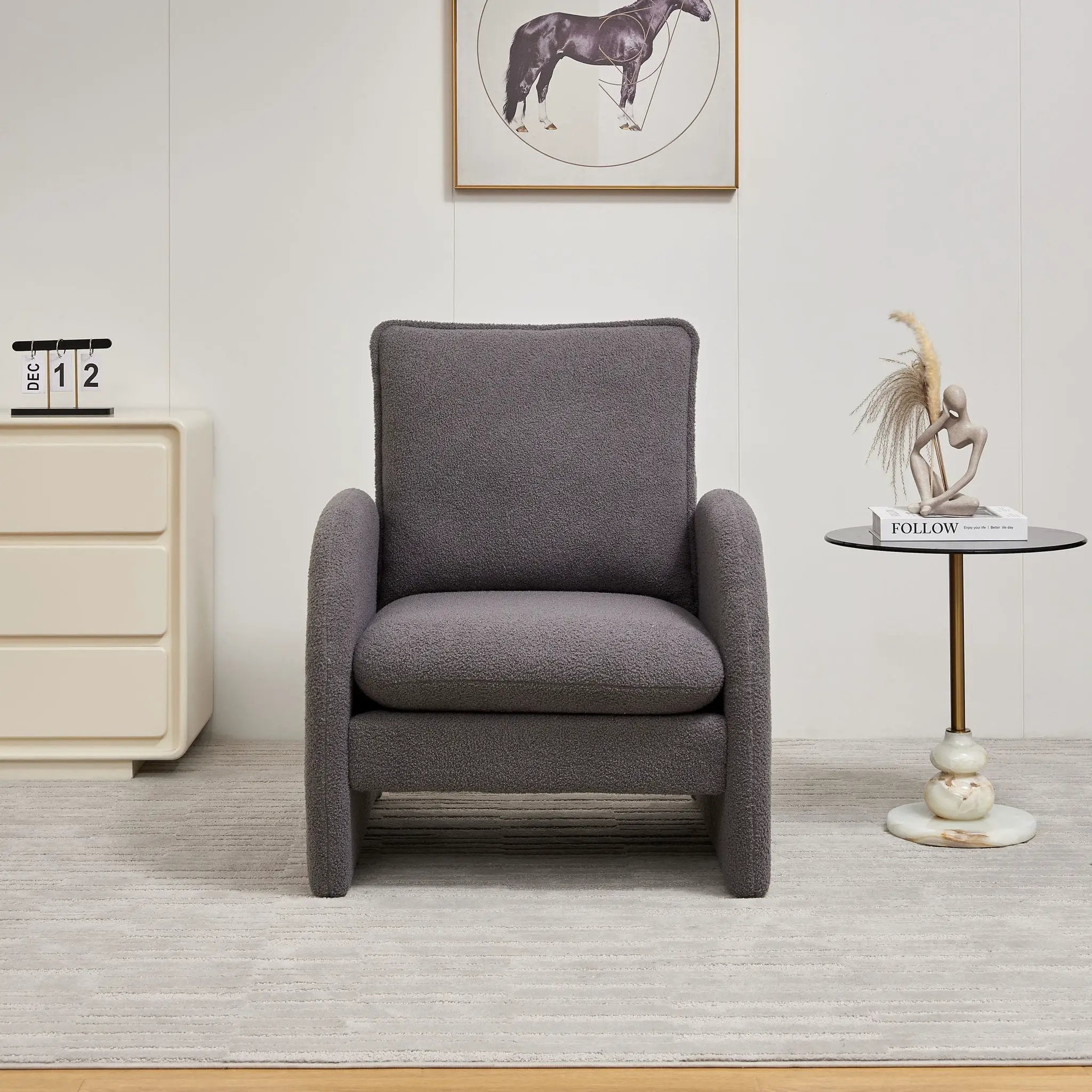 Modern Sherpa Upholstered Accent Chair, Comfortable Living Room Armchair, Lounge Chair For Bedroom, And Office by HouseOfZazla