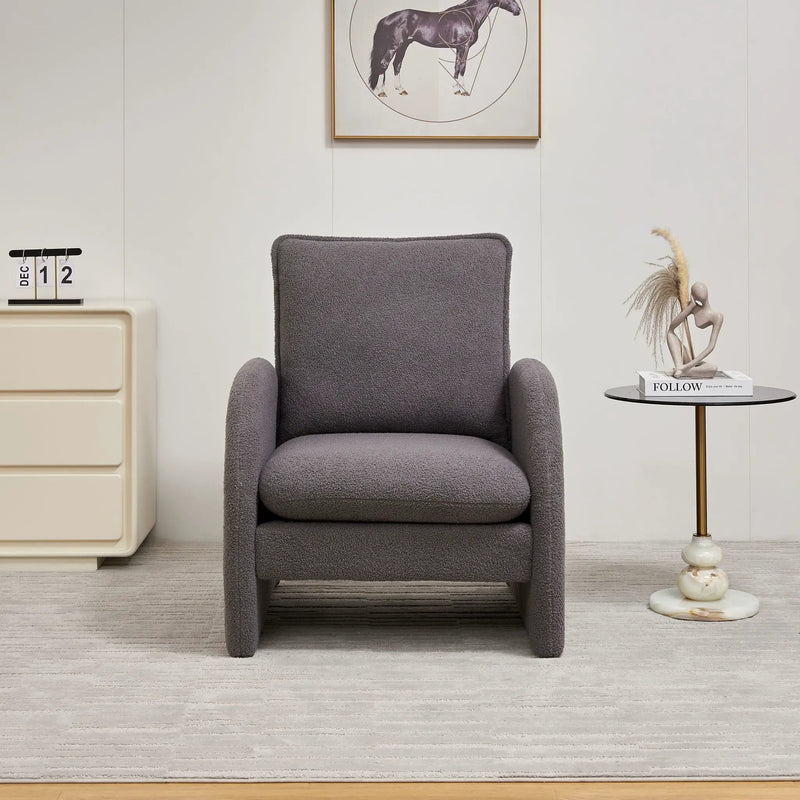 Modern Sherpa Upholstered Accent Chair, Comfortable Living Room Armchair, Lounge Chair For Bedroom, And Office by HouseOfZazla