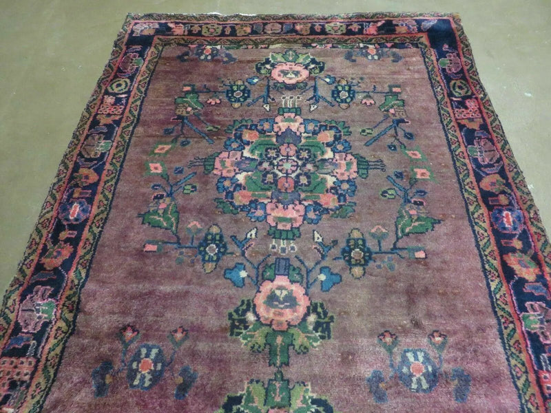 3 x 7 Antique Persian Hamadan Nahavand Rug, Tribal Runner Rug , Handmade Oriental Wool Rug, Vegetable Dyed, Purple-Red & Dark Blue, 3x7 Rug by Jewel Rugs