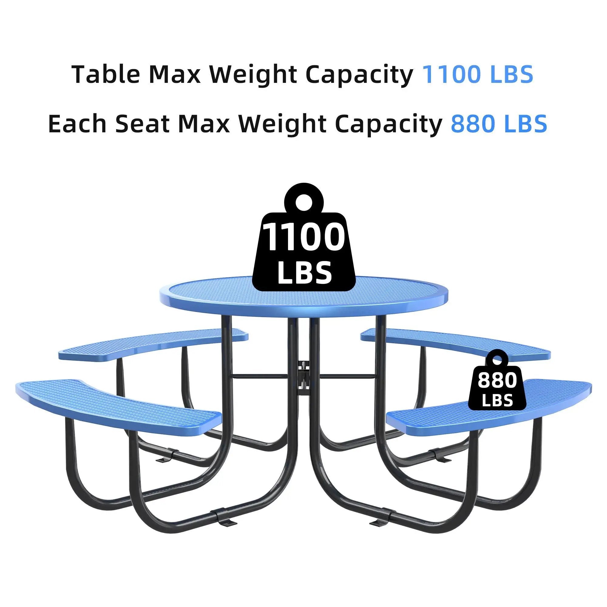 Round Outdoor Steel Picnic Table 46" With Umbrella Pole by HouseOfZazla
