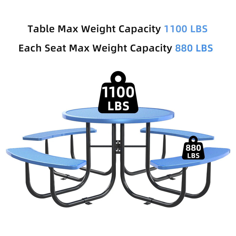 Round Outdoor Steel Picnic Table 46" With Umbrella Pole by HouseOfZazla
