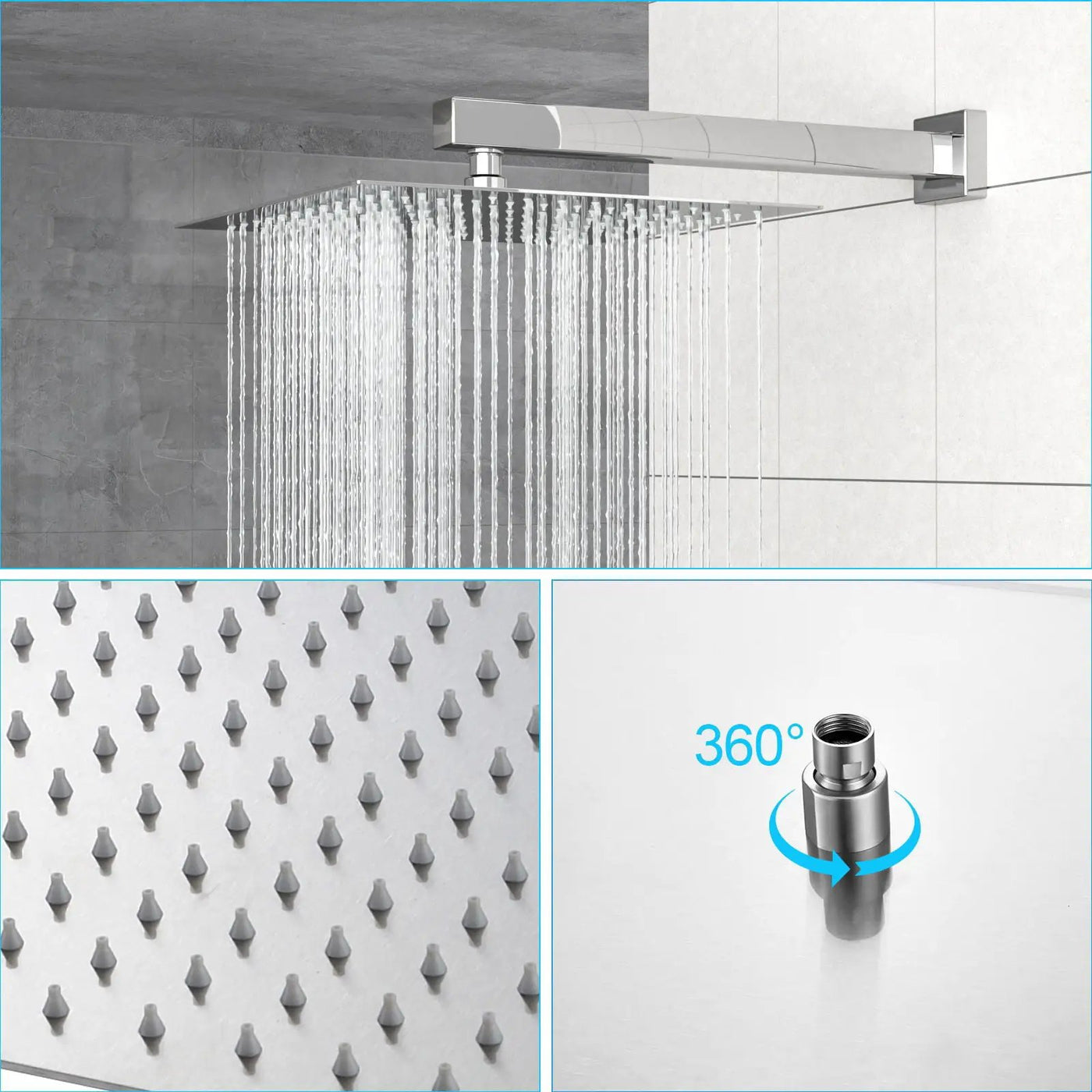 Dual Shower Head System With Square Rain Shower And Rough In Valve by HouseOfZazla
