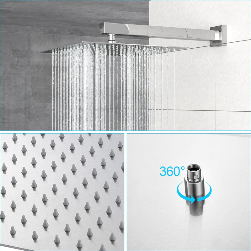 Dual Shower Head System With Square Rain Shower And Rough In Valve by HouseOfZazla