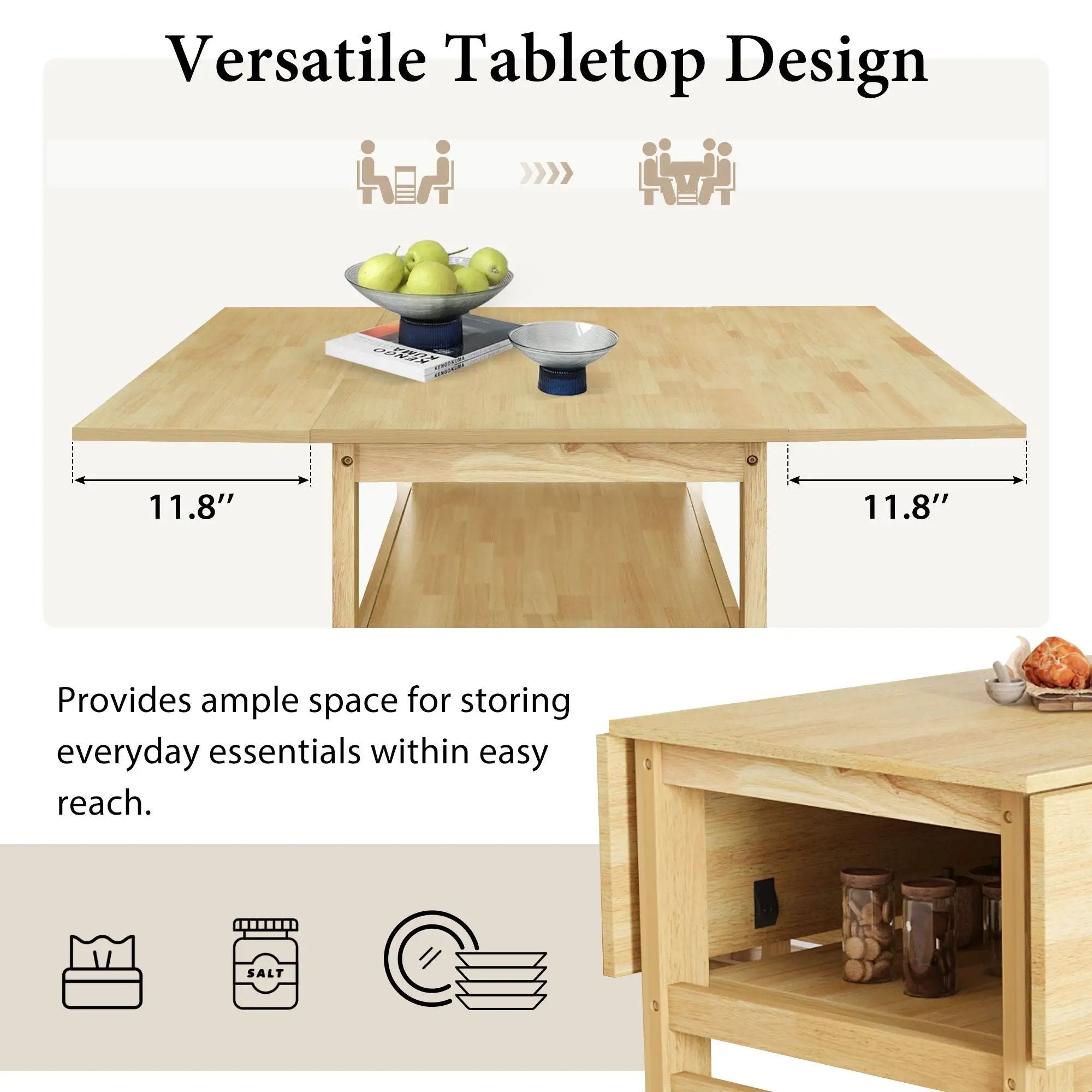 5 Piece Extendable Wood Square Dining Table Set With 2 Drop Leaves by HouseOfZazla