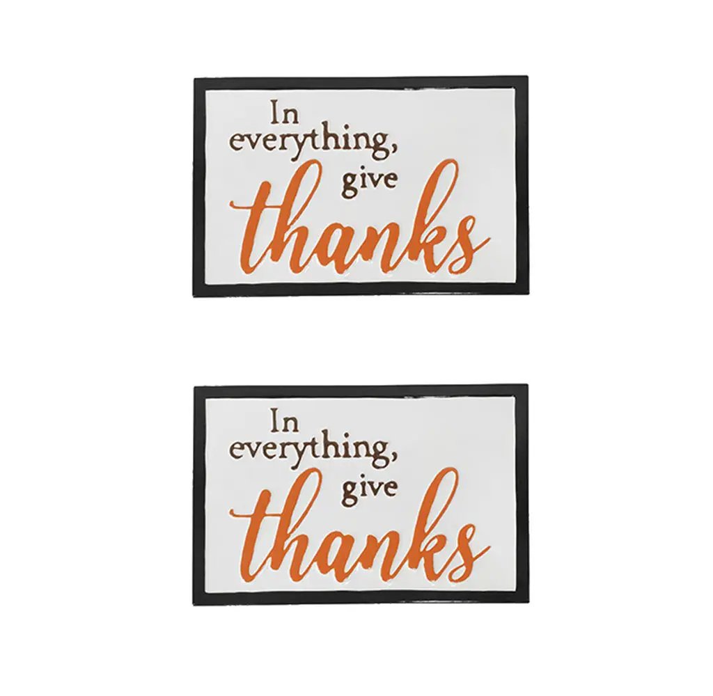 Thanks Wall Sign, Wall Art Decor For Harvest Festival Fall Festival & Thanksgiving Table Decorations (Set of 2) - Black / Orange / White by HouseOfZazla