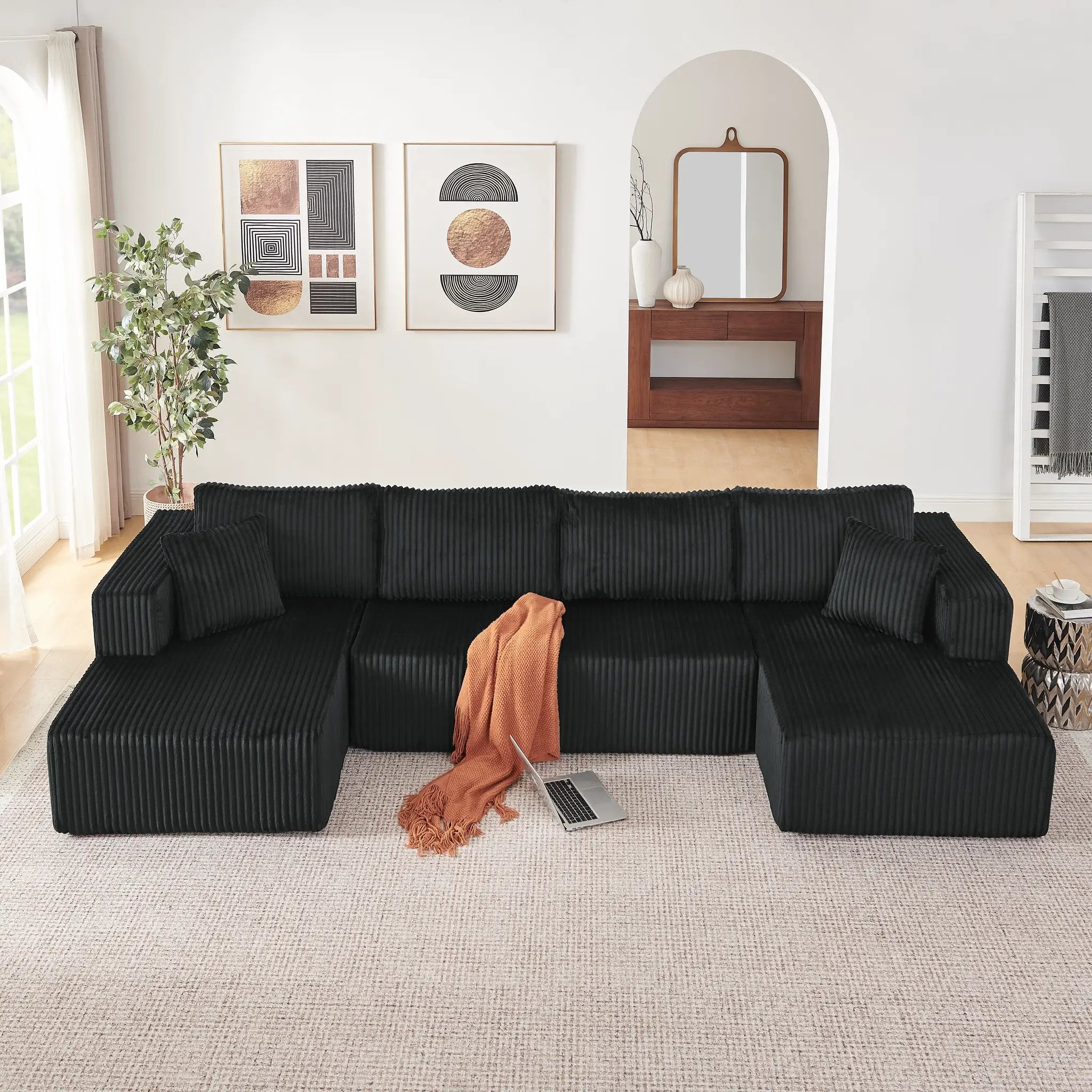 132" U Shaped Modular Sectional Sofa by HouseOfZazla
