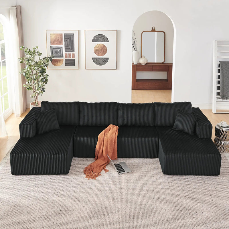 132" U Shaped Modular Sectional Sofa by HouseOfZazla