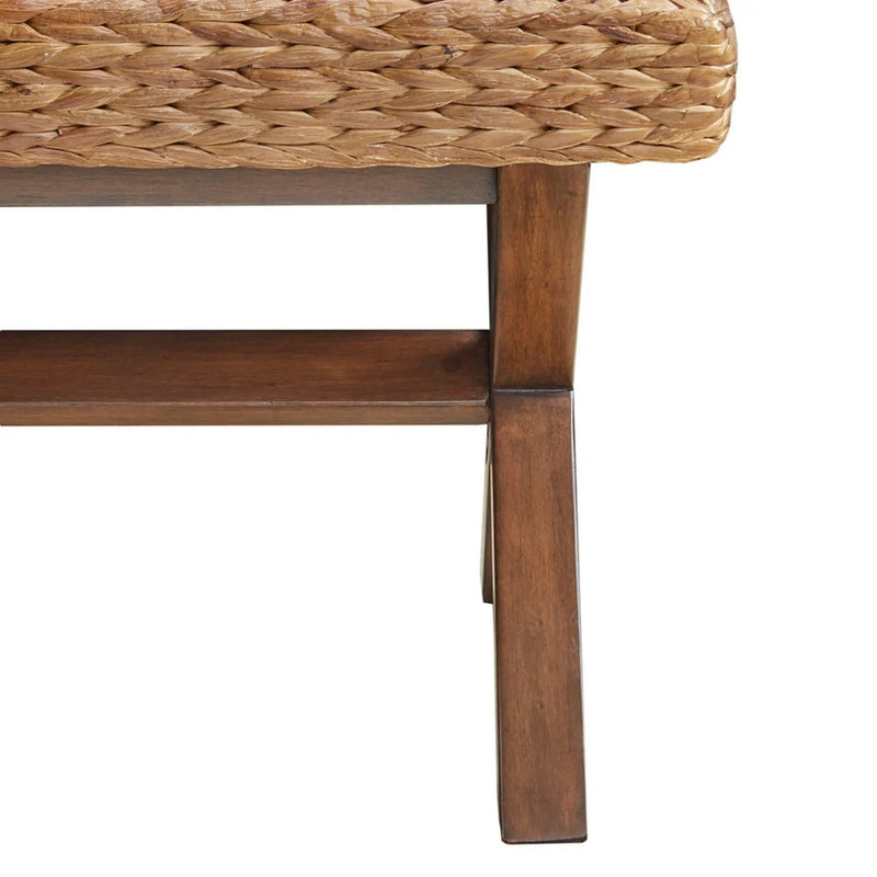 Bench With Water Hyacinth Seat - Brown by Unique Piece Furniture