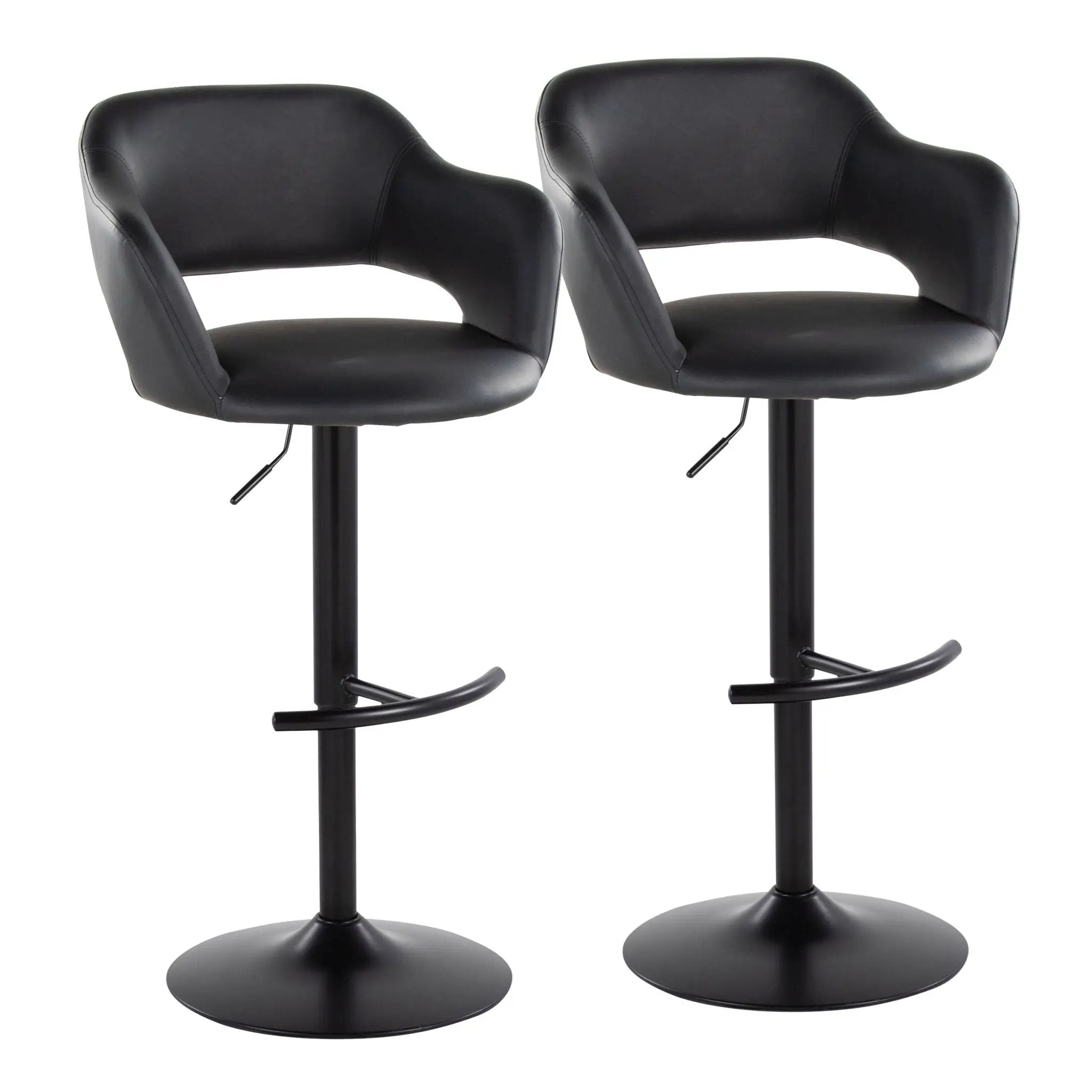 Margarite - Contemporary Adjustable Barstool With Swivel With Rounded T Footrest (Set of 2) by Unique Piece Furniture