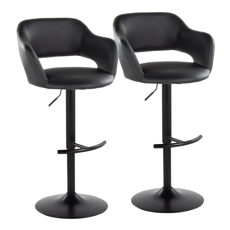Margarite - Contemporary Adjustable Barstool With Swivel With Rounded T Footrest (Set of 2) by Unique Piece Furniture