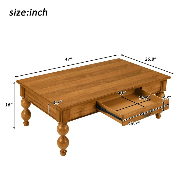 Rectangular Wooden Coffee Table with Storage Drawer by HouseOfZazla