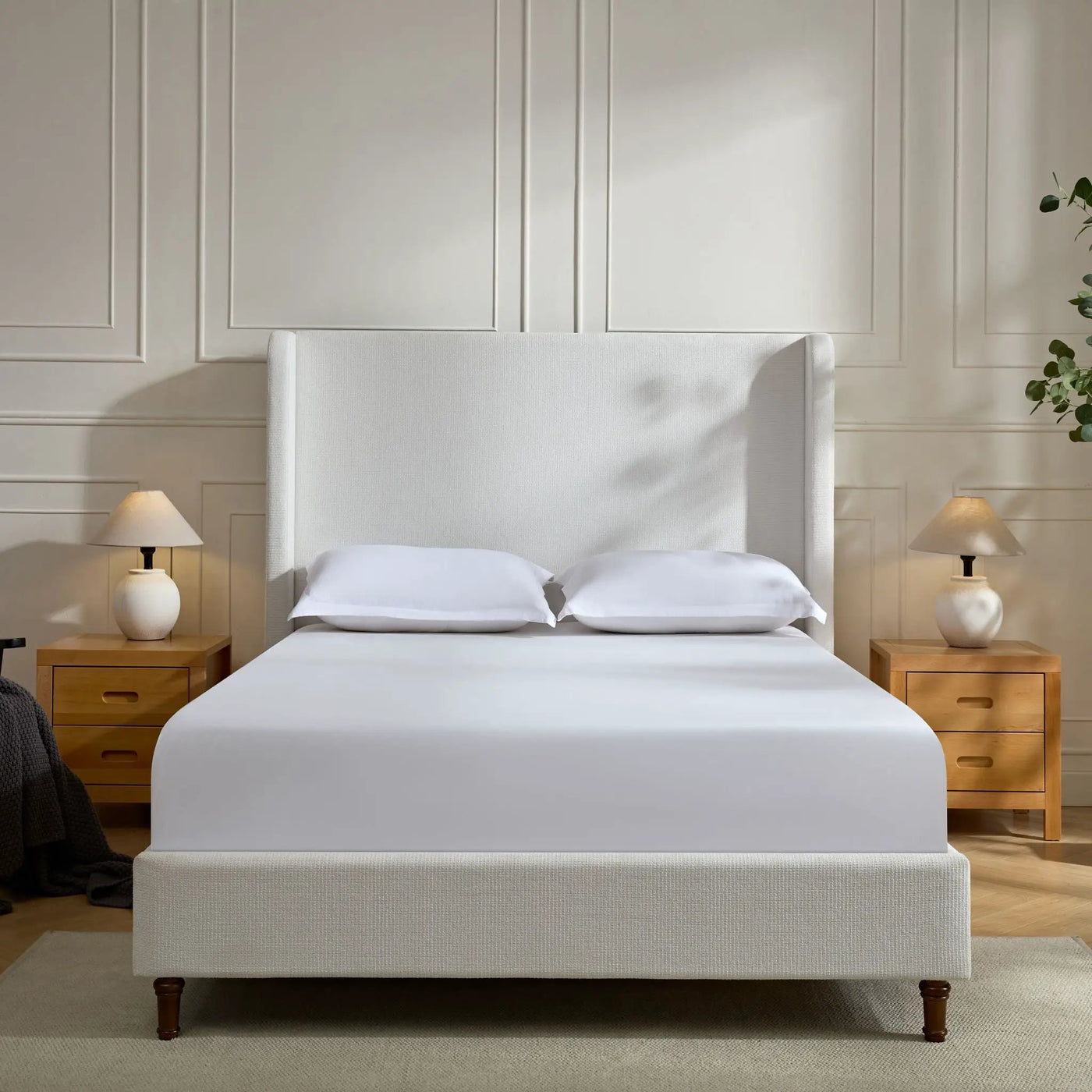 Harper - Tall Headboard Upholstered Bed / High Headboard / Elegant Simplicity / No Box Spring Needed by HouseOfZazla