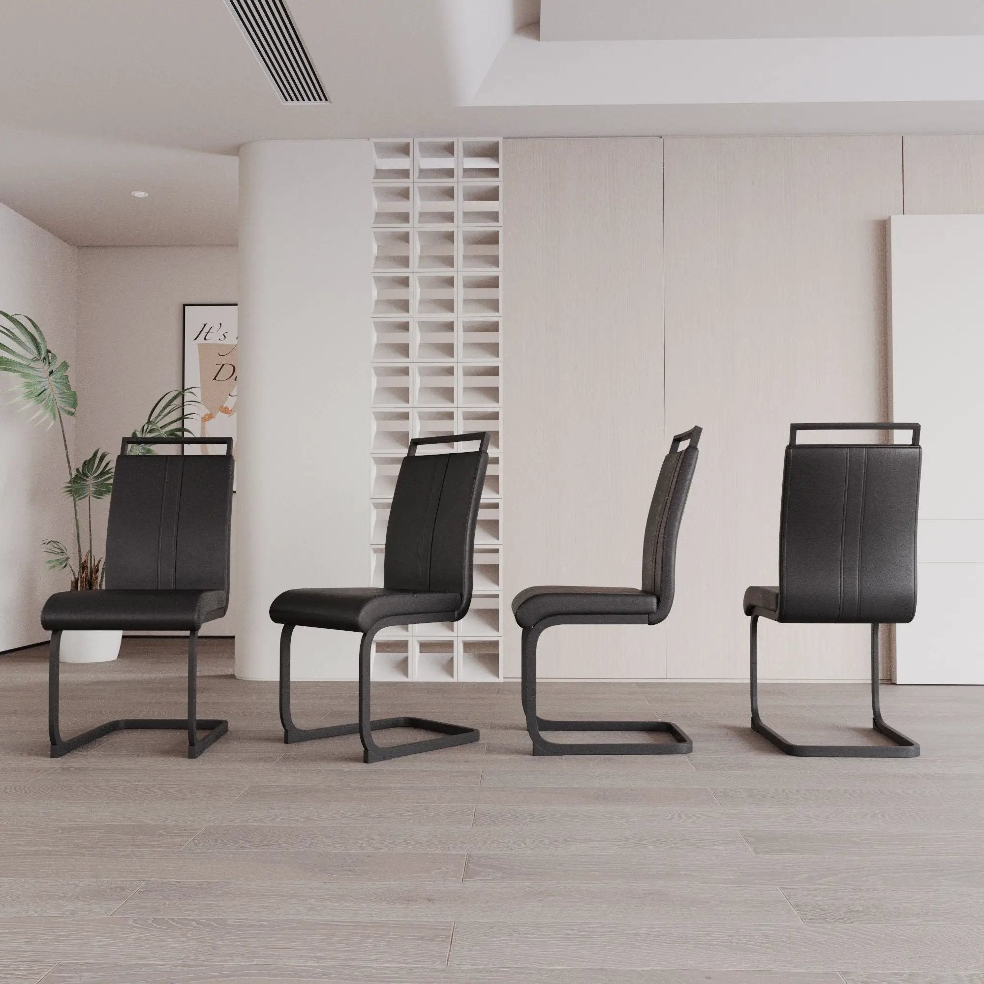 Modern Dining Chairs With High Back Upholstered Design Metal Legs by HouseOfZazla