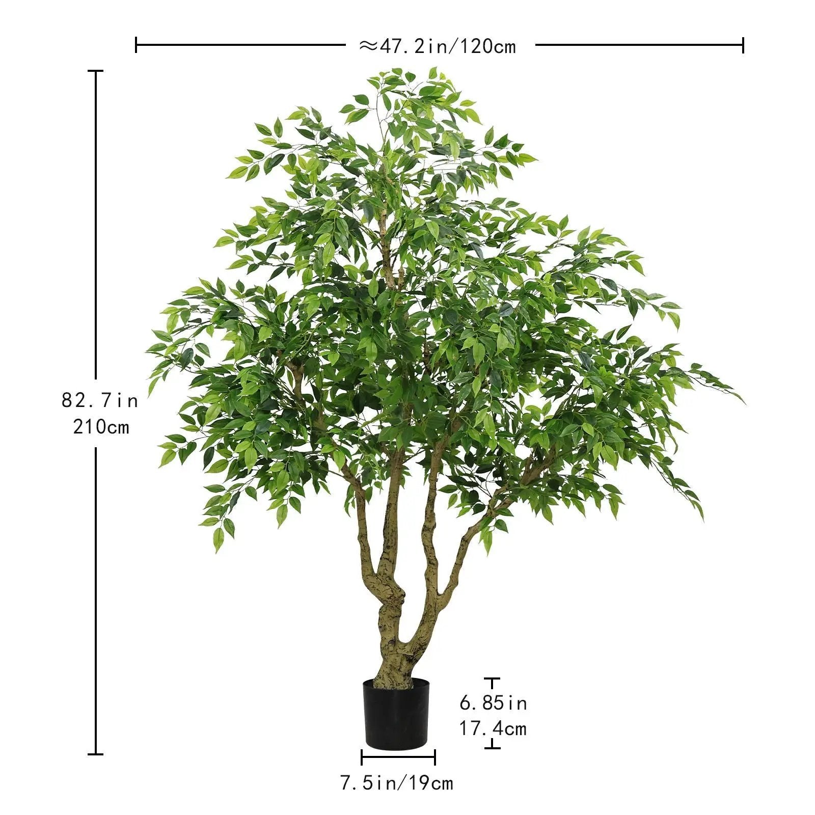 Artificial Banyan Tree With A Trunk And Lifelike Leaves, For Indoor And Outdoor Use - Green by HouseOfZazla