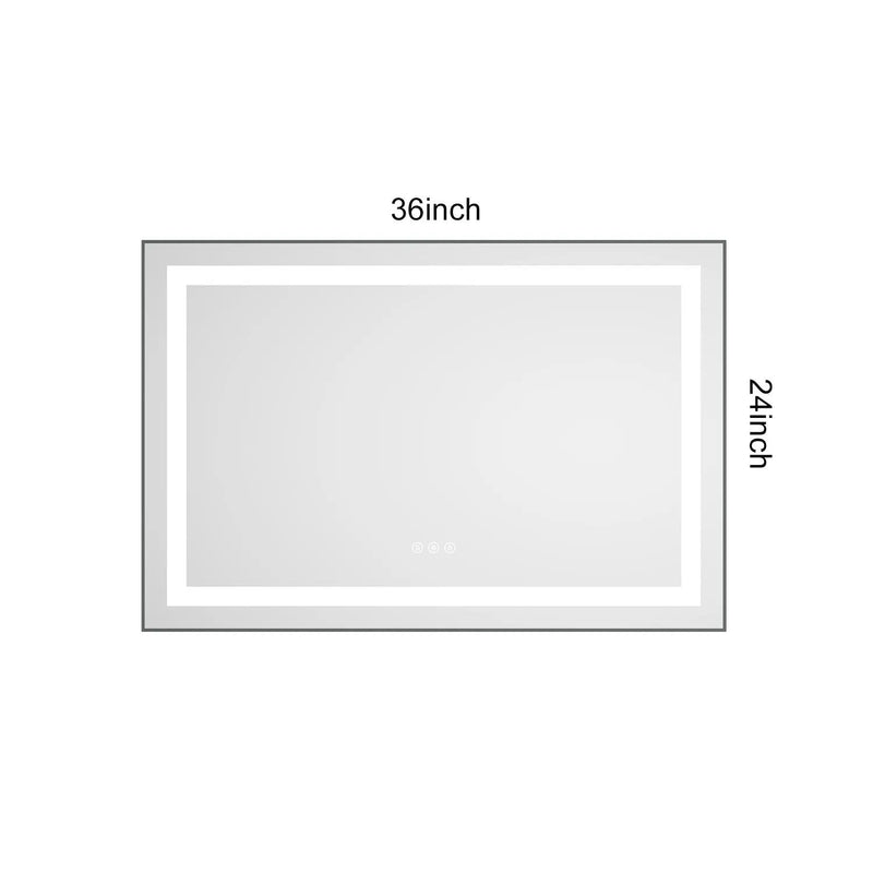 36" x 24" LED Bathroom Mirror with Front and Backlight by HouseOfZazla
