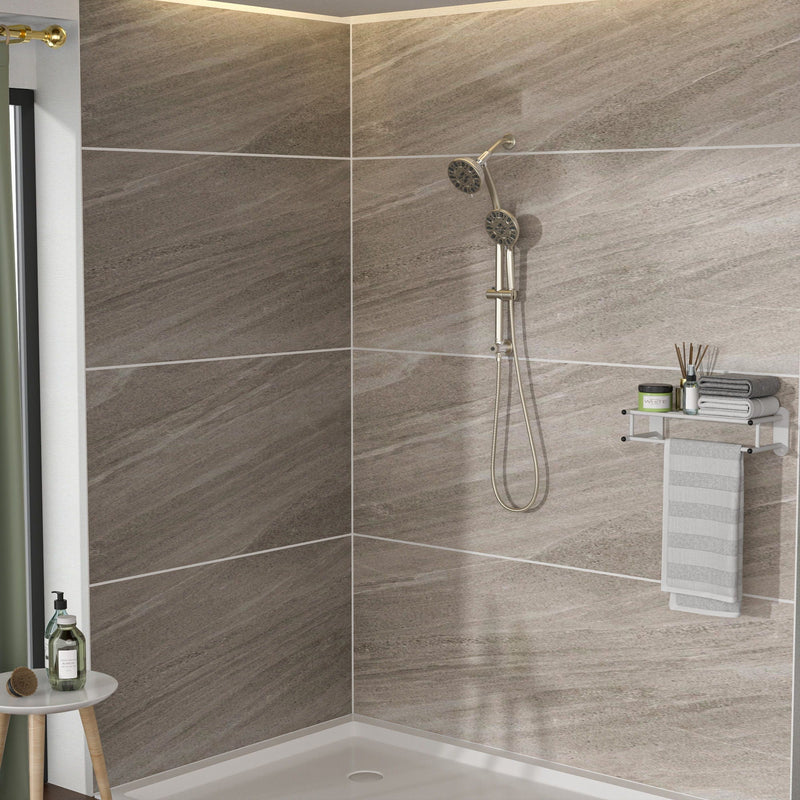 Multi Function Dual Shower Head Shower System With 4.7" Rain Showerhead, 7 Function Hand Shower, Adjustable Slide Bar by HouseOfZazla