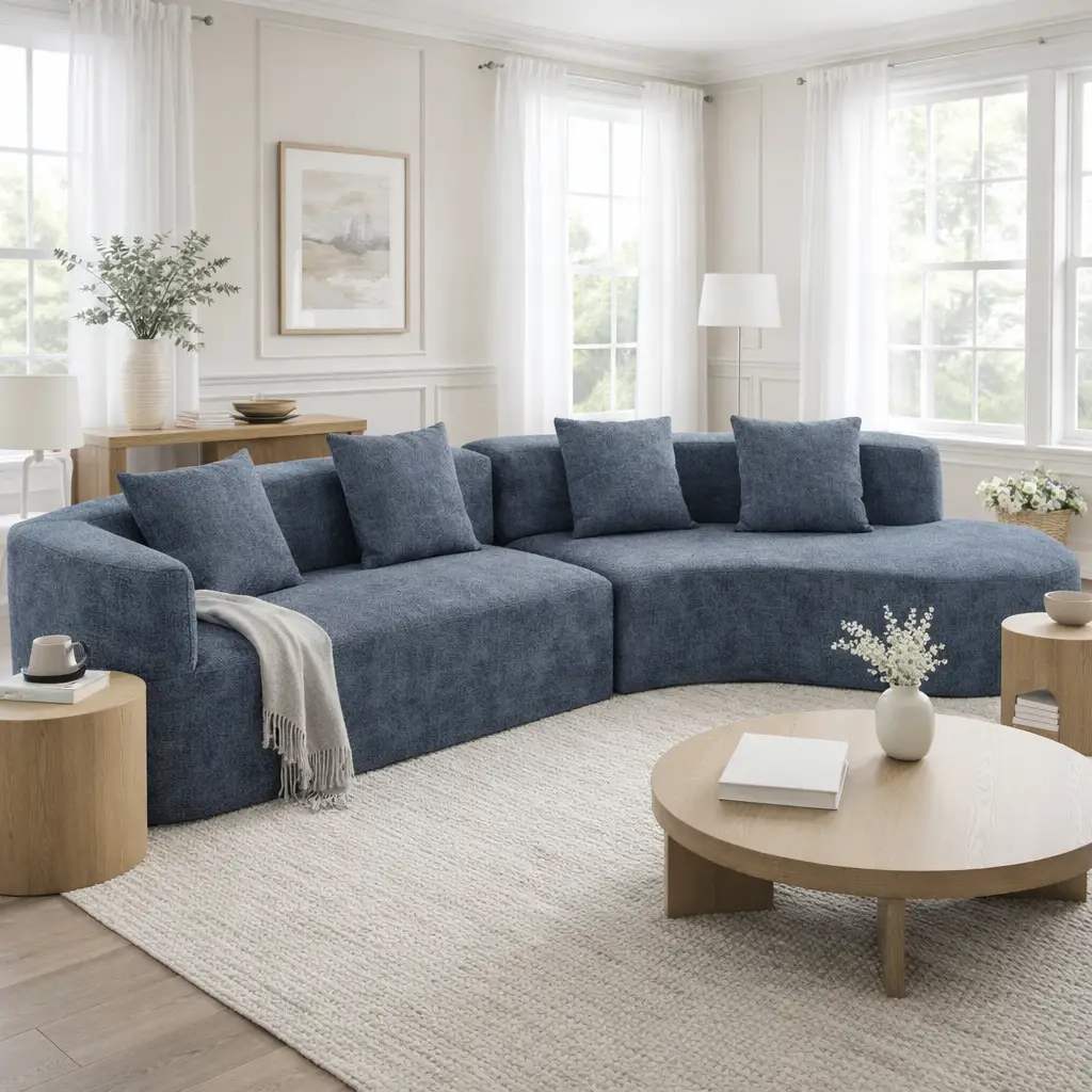 U_Style 132" Modern Sectional Sofa with Curved Design by HouseOfZazla
