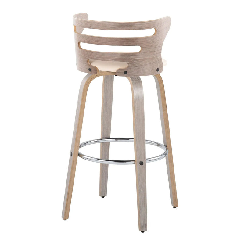 Cosini - Mid Century Modern Fixed Height, Barstool With Swivel With Round Footrest (Set of 2) by Unique Piece Furniture