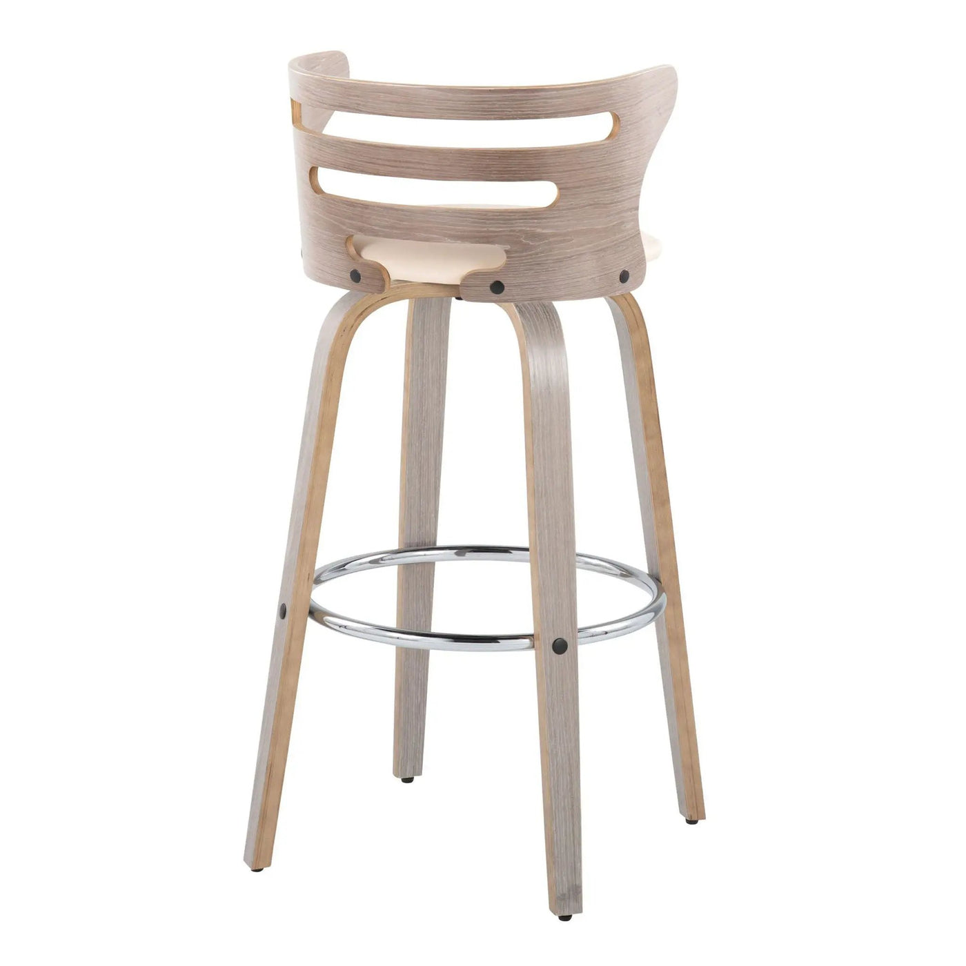 Cosini - Mid Century Modern Fixed Height, Barstool With Swivel With Round Footrest (Set of 2) by HouseOfZazla