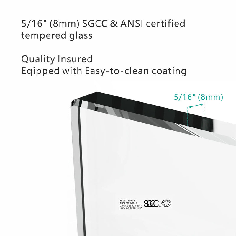 S-RM6076TB 56-60"W x 76"H Sliding Shower Door, 8mm Frameless Glass Shower Door with Matte by HouseOfZazla