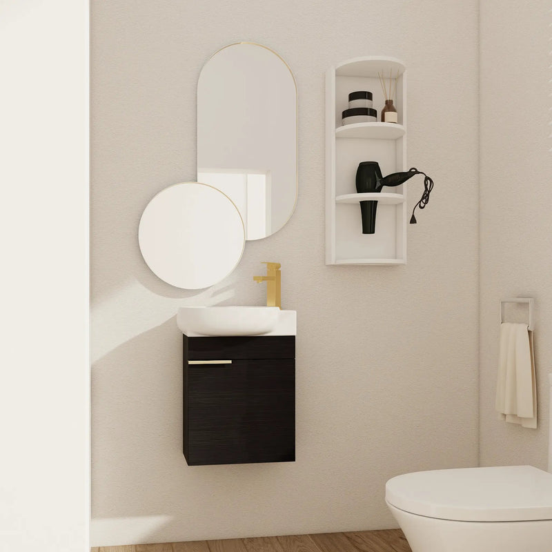 Soft Close Doors Bathroom Vanity With Sink and Storage Rack, 16 Inch by HouseOfZazla