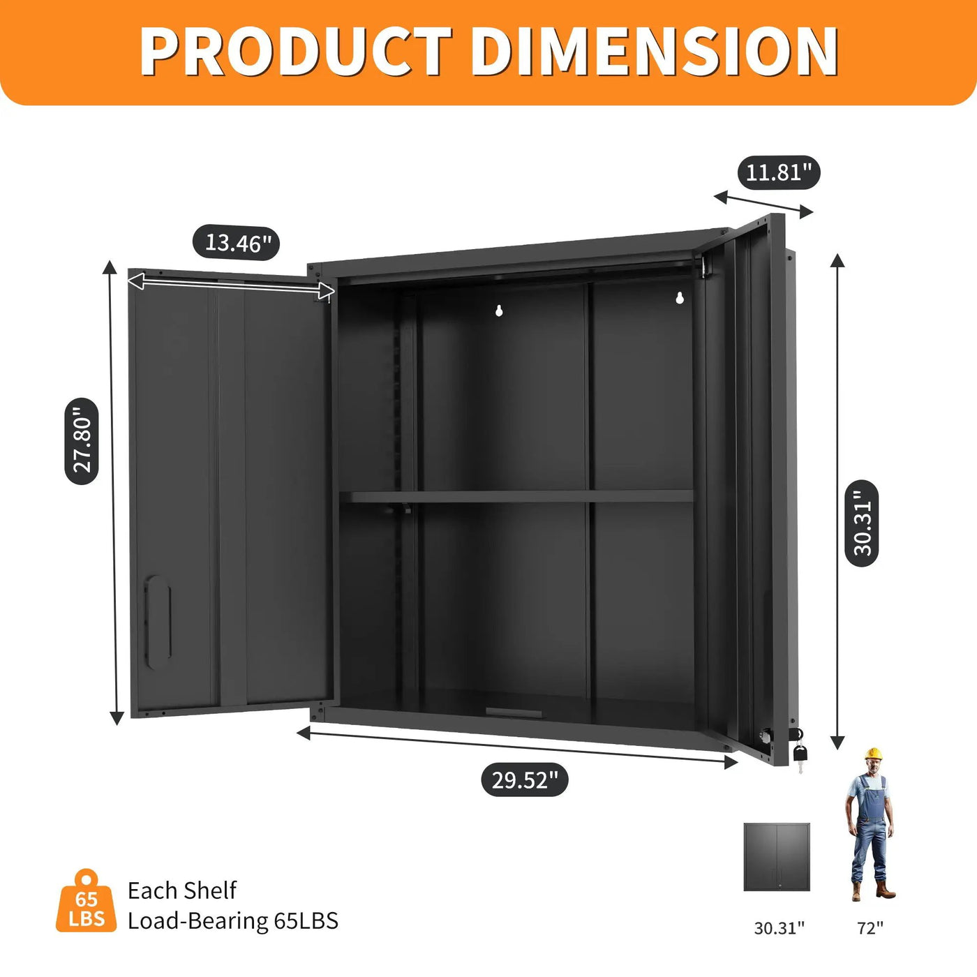 Metal Wall Mounted Tool Storage Cabinet With 2 Locking Doors, Adjustable Shelf, And Drawer by HouseOfZazla