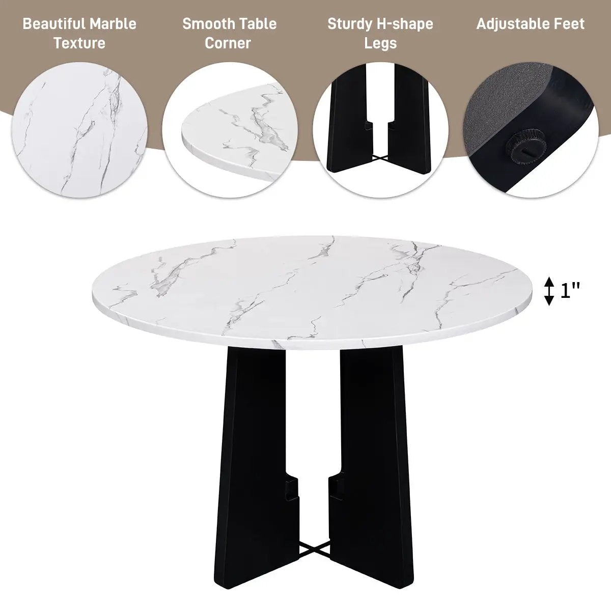 5 Piece Round Dining Table Set, Modern Dining Table And 4 Upholstered Chairs For Dining Room by Unique Piece Furniture