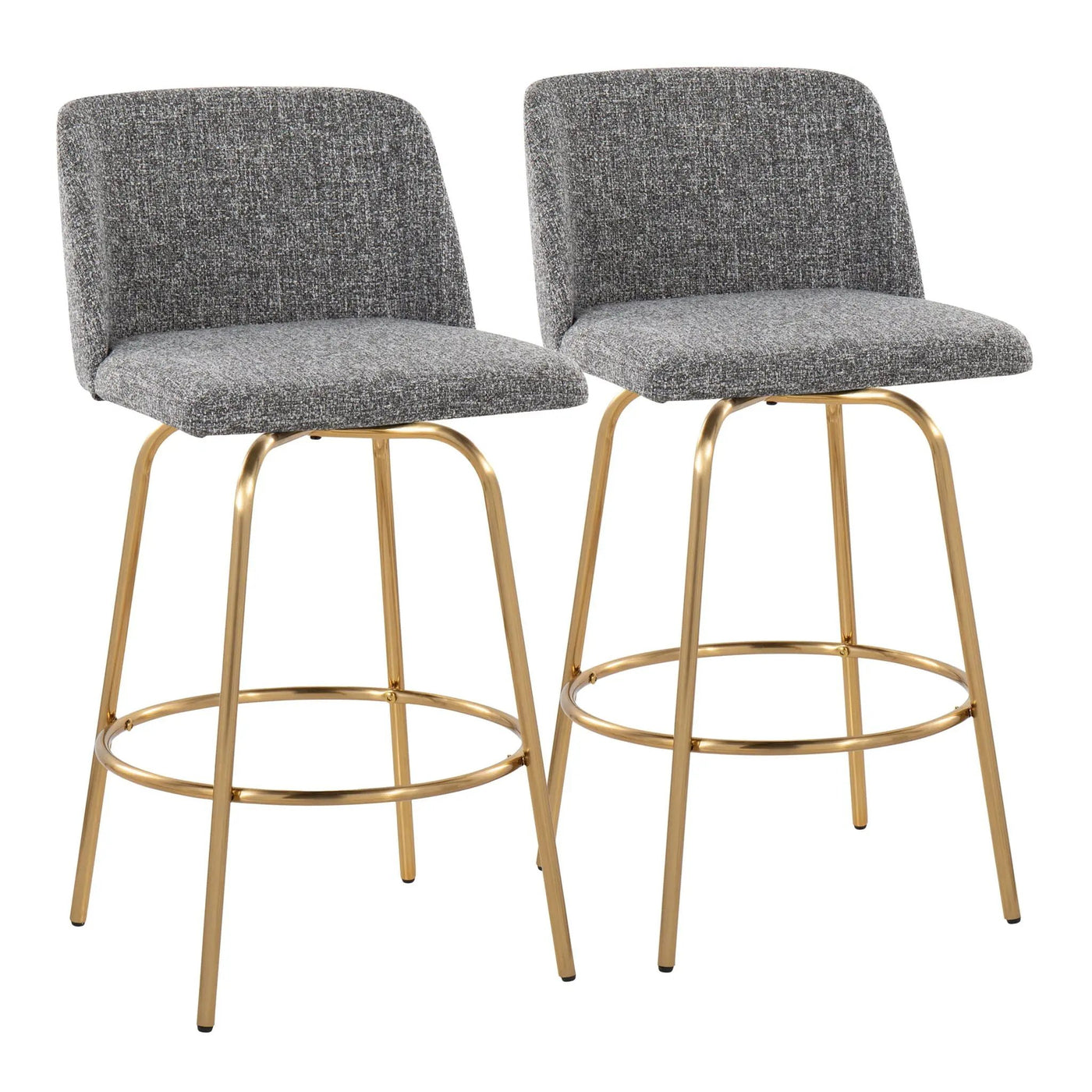 Toriano - Contemporary, Fixed Height Counter Stool With Swivel With Round Footrest (Set of 2) by HouseOfZazla
