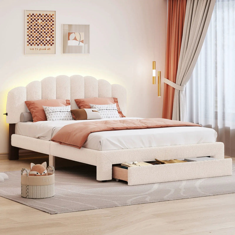 Upholstered Platform Bed With Drawer by Unique Piece Furniture