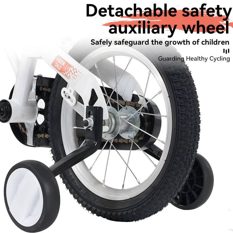 Fkznpj - 18" Sporty Kids Bike With Training Wheels And Stand Adjustable Saddle Suitable For Boys And Girls Aged 5 - 10 Years Tall Height 39 - 49" Available In A Variety Of Colors by HouseOfZazla