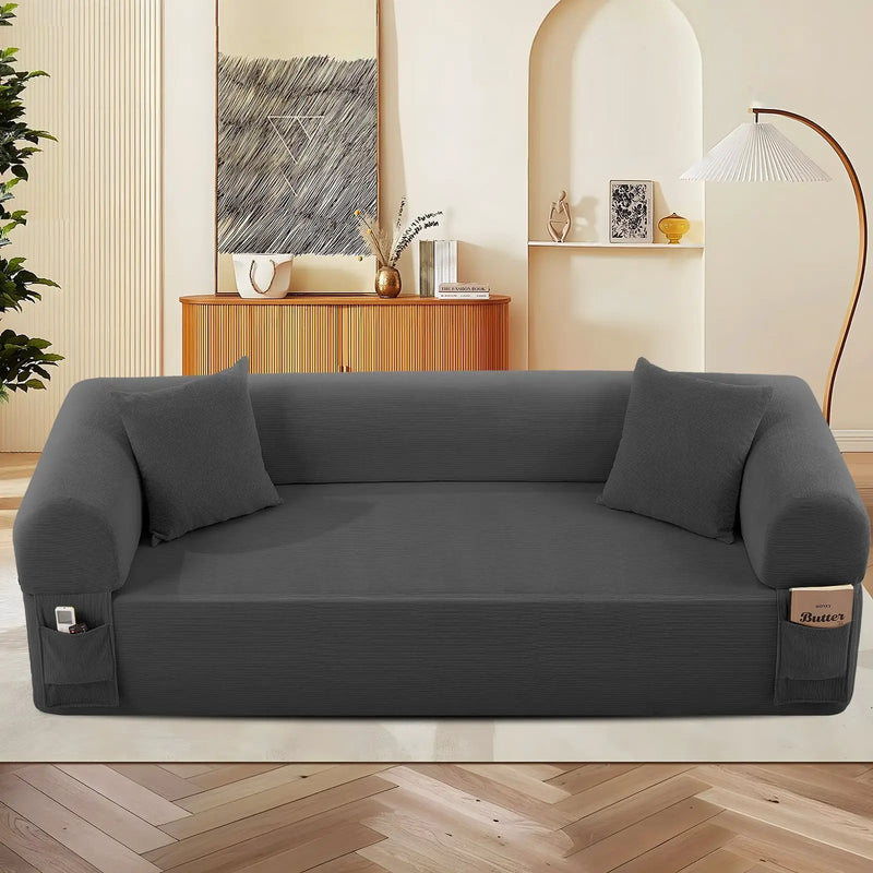 Spring Sofa with High-Quality Fabric, Pillows & Storage - Gray by HouseOfZazla