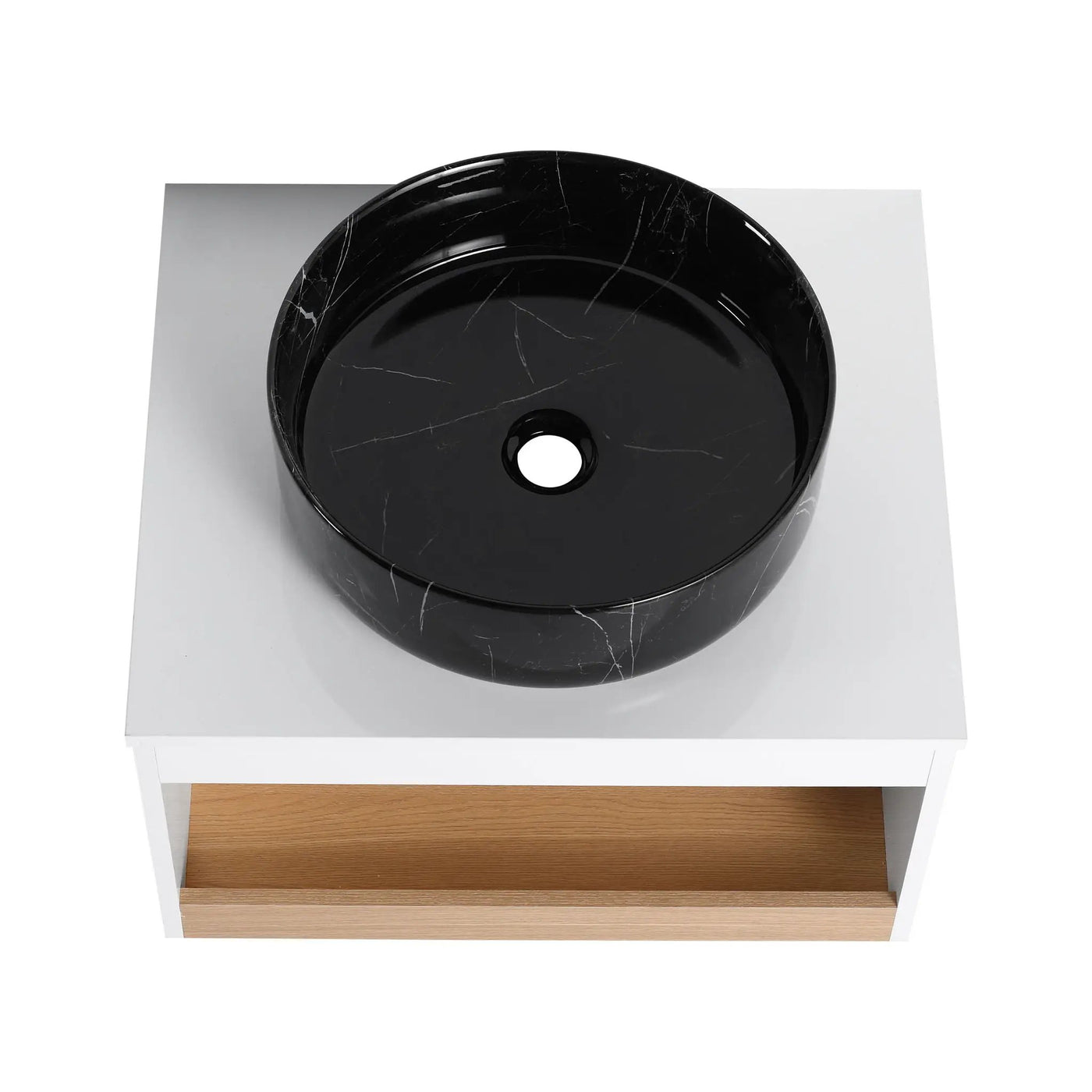 Floating Bathroom Vanity With Vessel Sink With Open Shelf Storage by HouseOfZazla