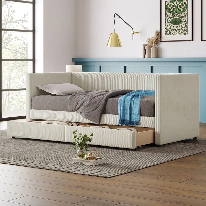 Daybed With Two Drawers And Wood Slat by Unique Piece Furniture