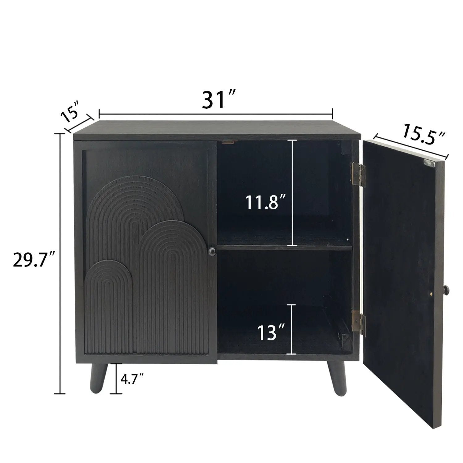 2 Door Accent Cabinet Storage Cabinet With Adjustable Shelf - Black by Unique Piece Furniture