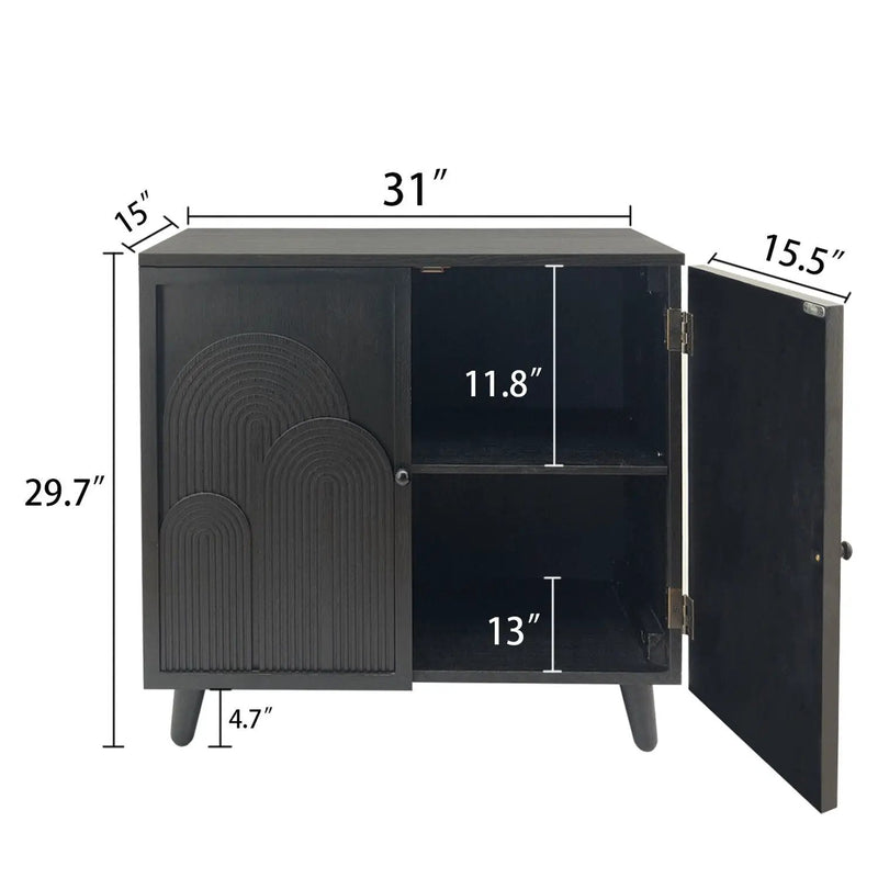 2 Door Accent Cabinet Storage Cabinet With Adjustable Shelf - Black by Unique Piece Furniture