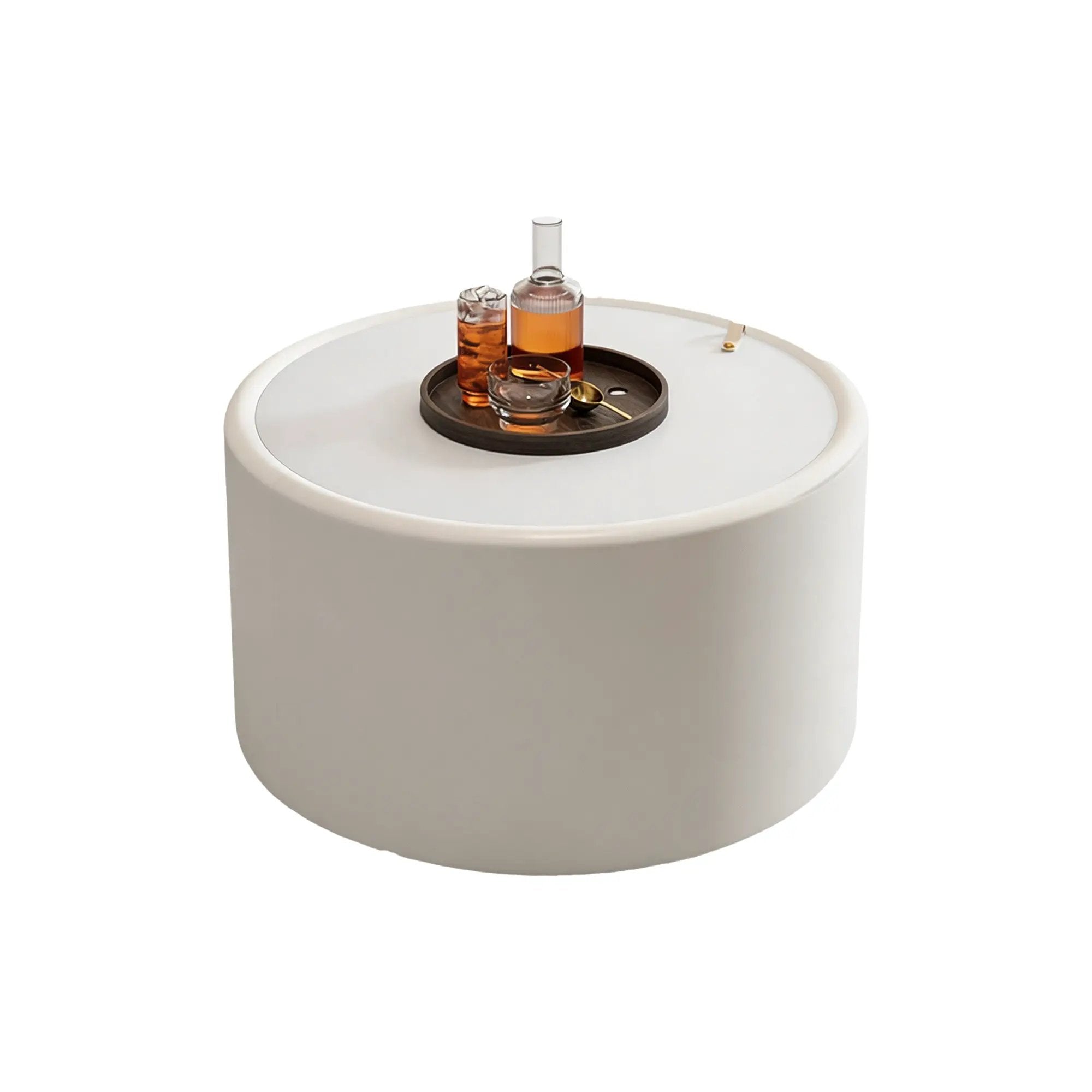 White Round Coffee Table with Tempered Glass Top by HouseOfZazla