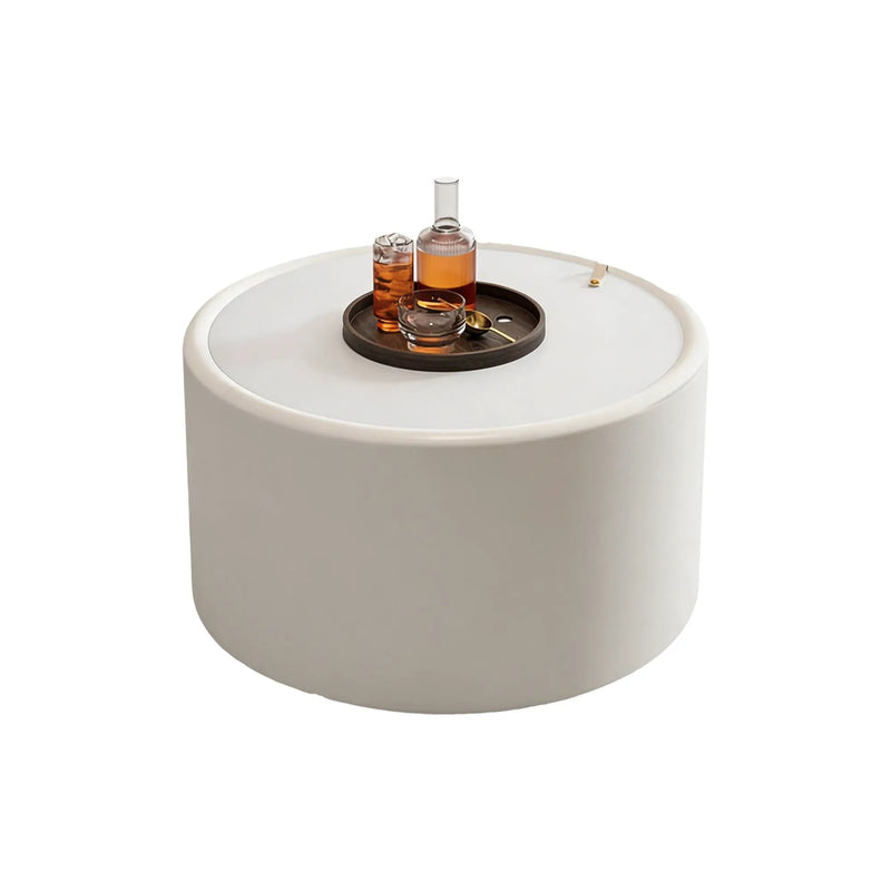 White Round Coffee Table with Tempered Glass Top by HouseOfZazla