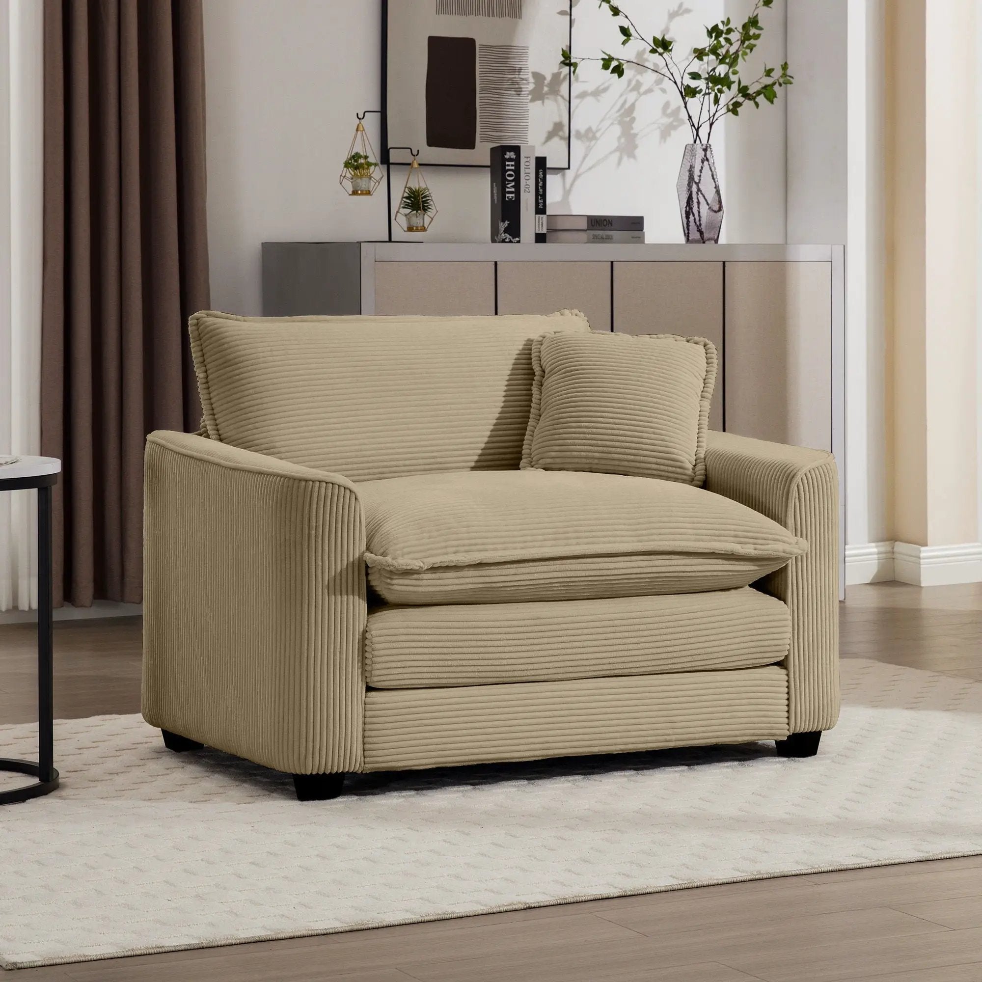 Modern Classic Fabric Single Chair Deep Seat Sofa With Pillow by Unique Piece Furniture