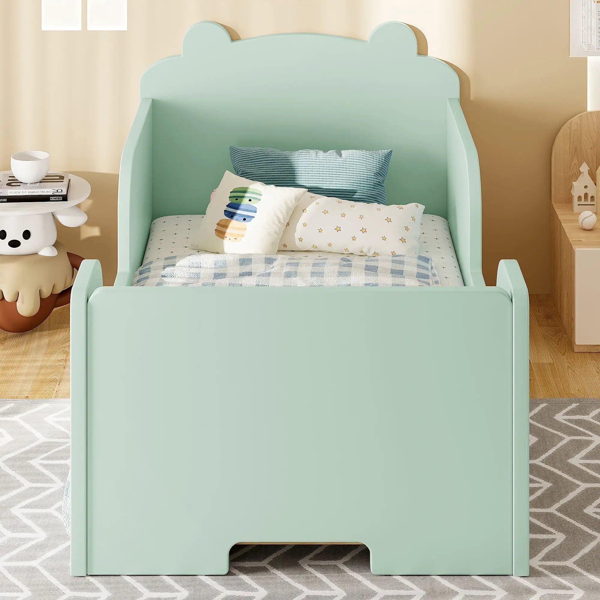 Toddler Floor Bed Frame, Bear Shape Cot Bed for Boys and Girls Ages 3-6 by HouseOfZazla