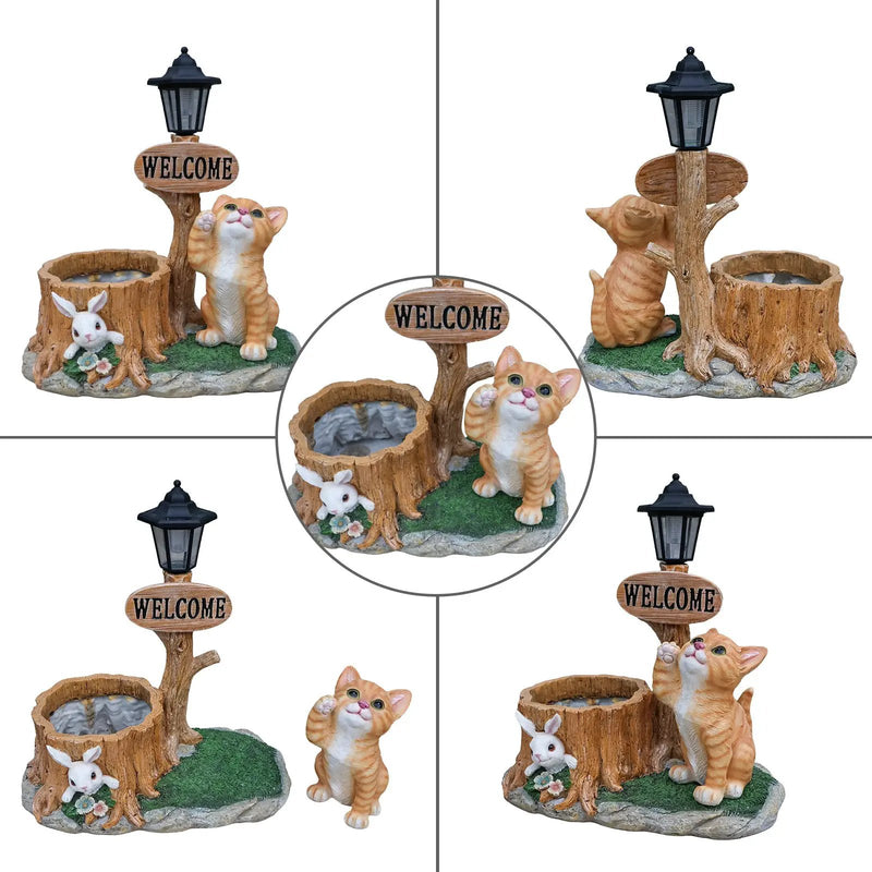 Cute Cat Planter Statue Garden Decor by HouseOfZazla