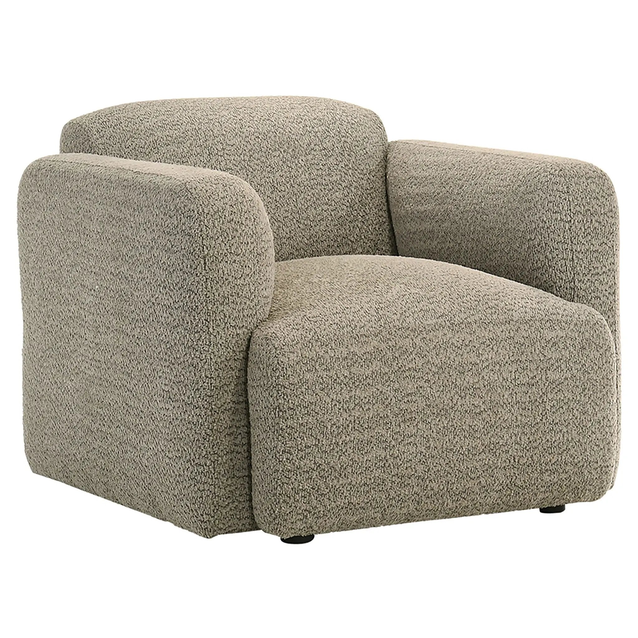 Dorset Fabric Upholstered Round Track Arm Accent Chair Brown by Unique Piece Furniture