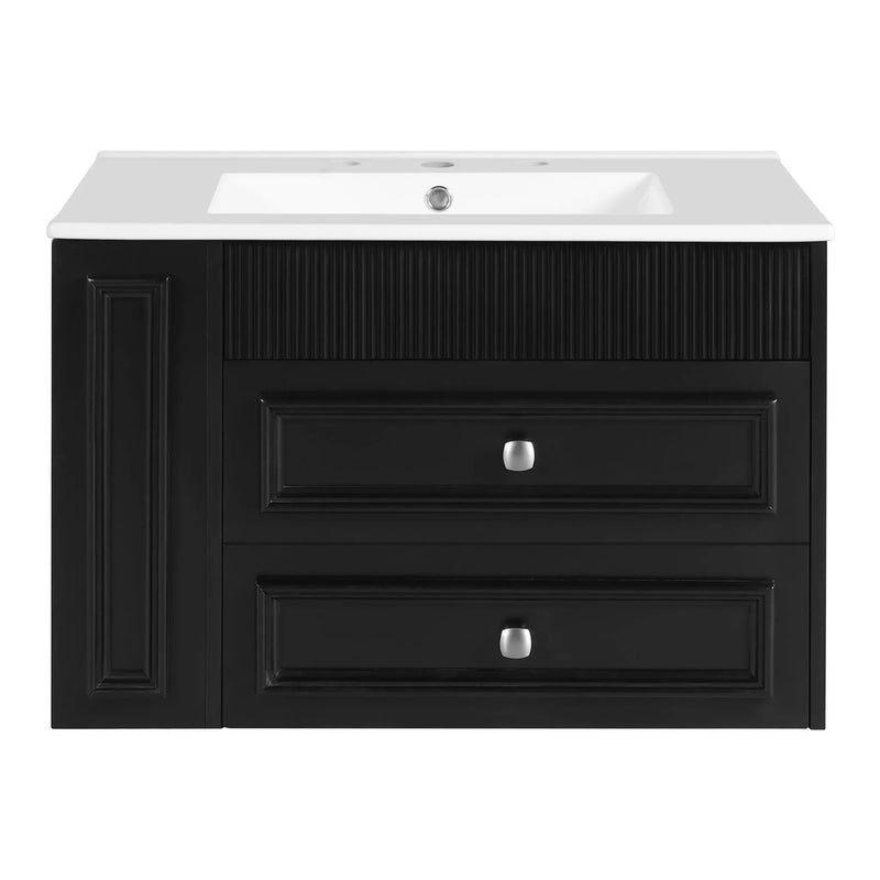 Wall Mounted Bathroom Vanity With 2 Drawers, Sink, Floating Storage Unit by HouseOfZazla