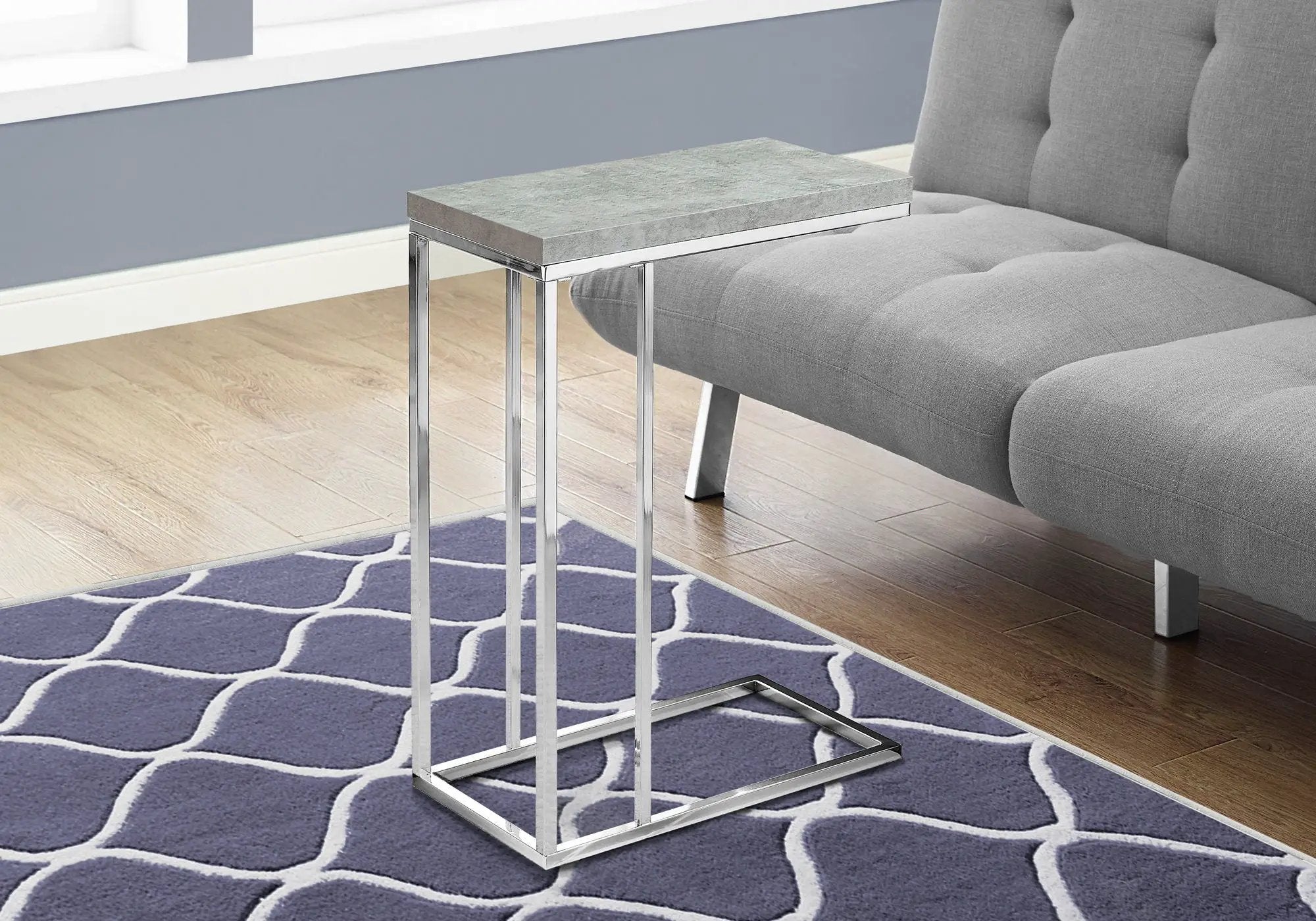 Accent Table, C - Shaped, Tempered Glass, Stylish Design Contemporary & Modern by Unique Piece Furniture