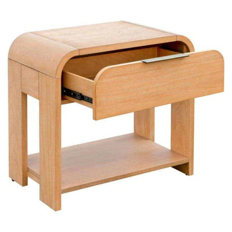 1 Drawer Waterfall Nightstand With Mid Century Design - Natural by Unique Piece Furniture