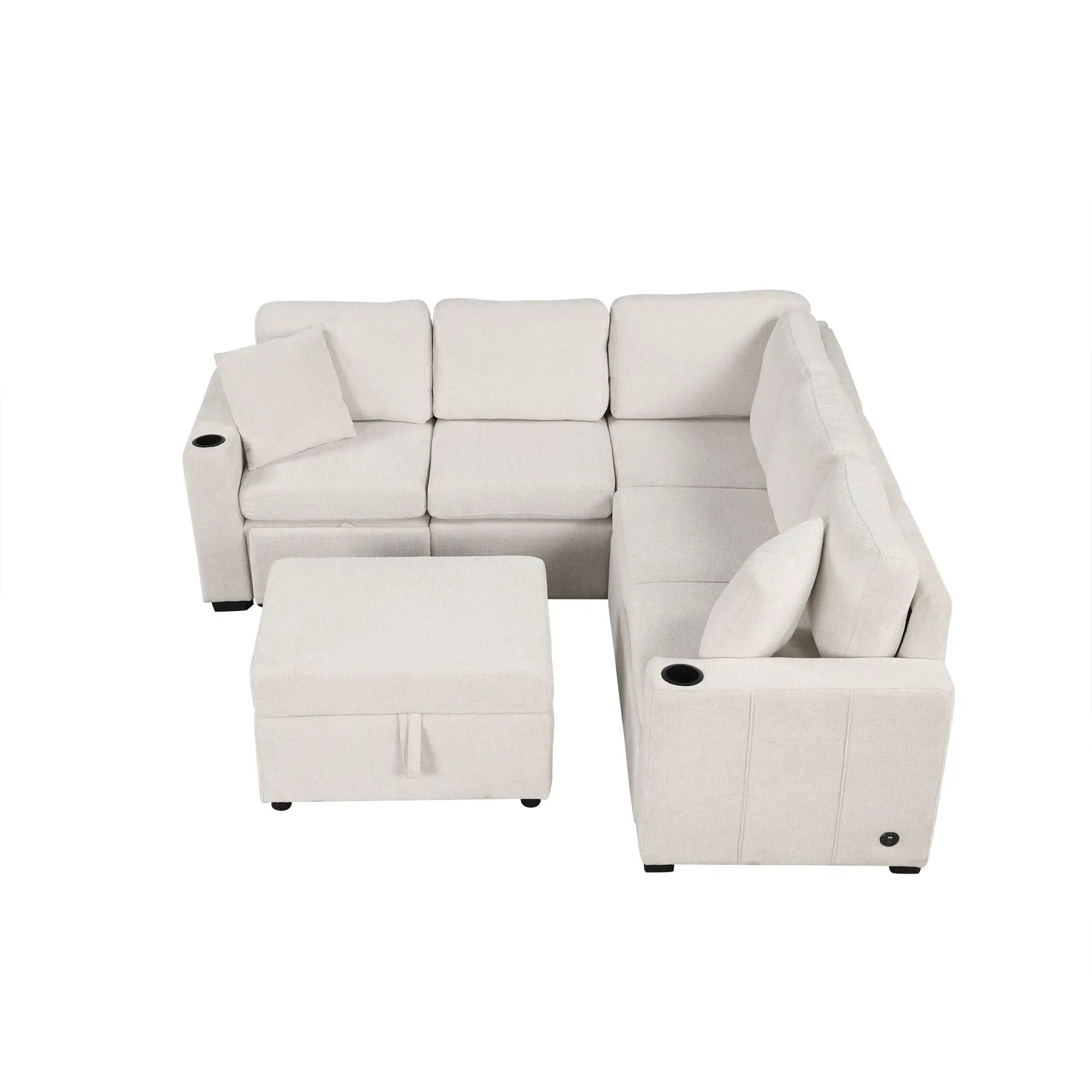 Sectional Sofa Convertible Pull-Out Sofa Bed With A Movable Storage Ottoman For Living Room by HouseOfZazla