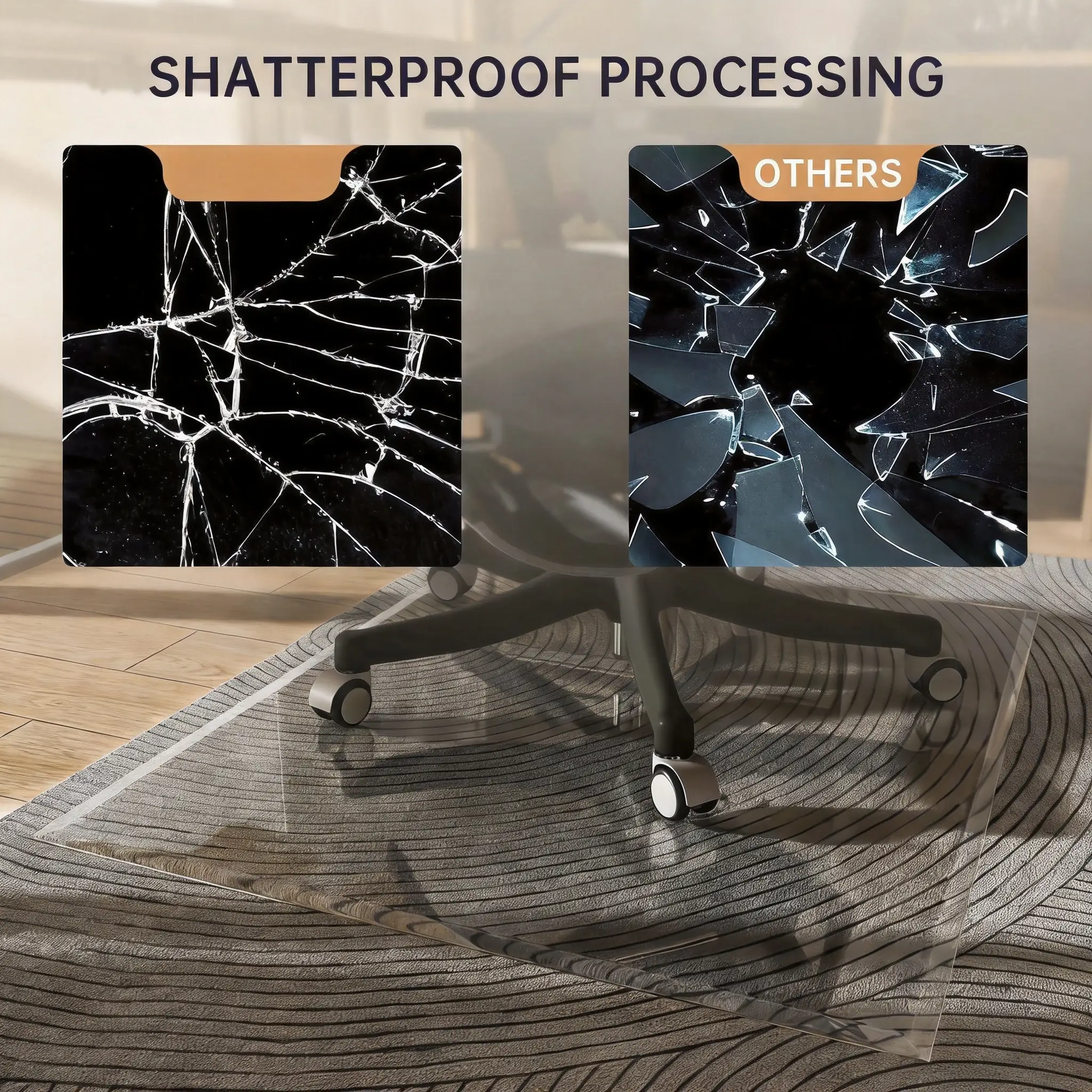 Tempered Glass Beveled Edge Chair Mat by HouseOfZazla